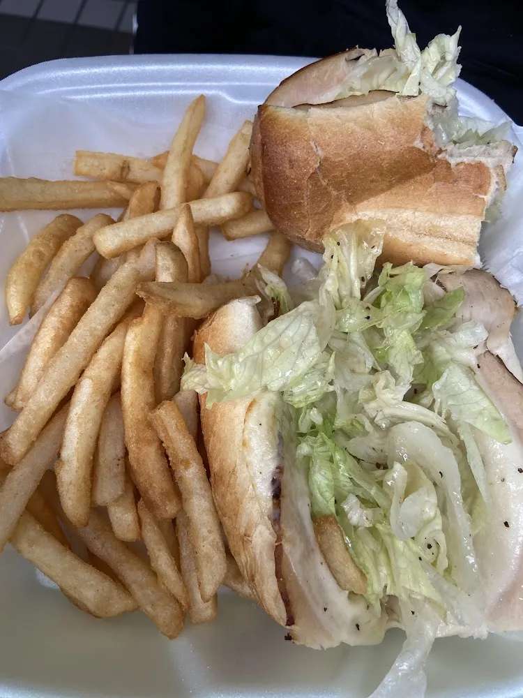 Turkey Provolone Cheese and Lettuce Sub with Fries